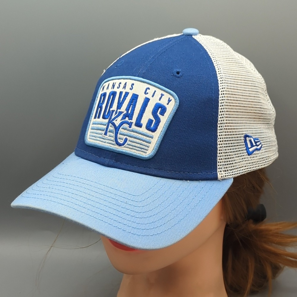 Kansas City Royals Hat New Era Snapback 9Forty Trucker Blue White Adult OSFM